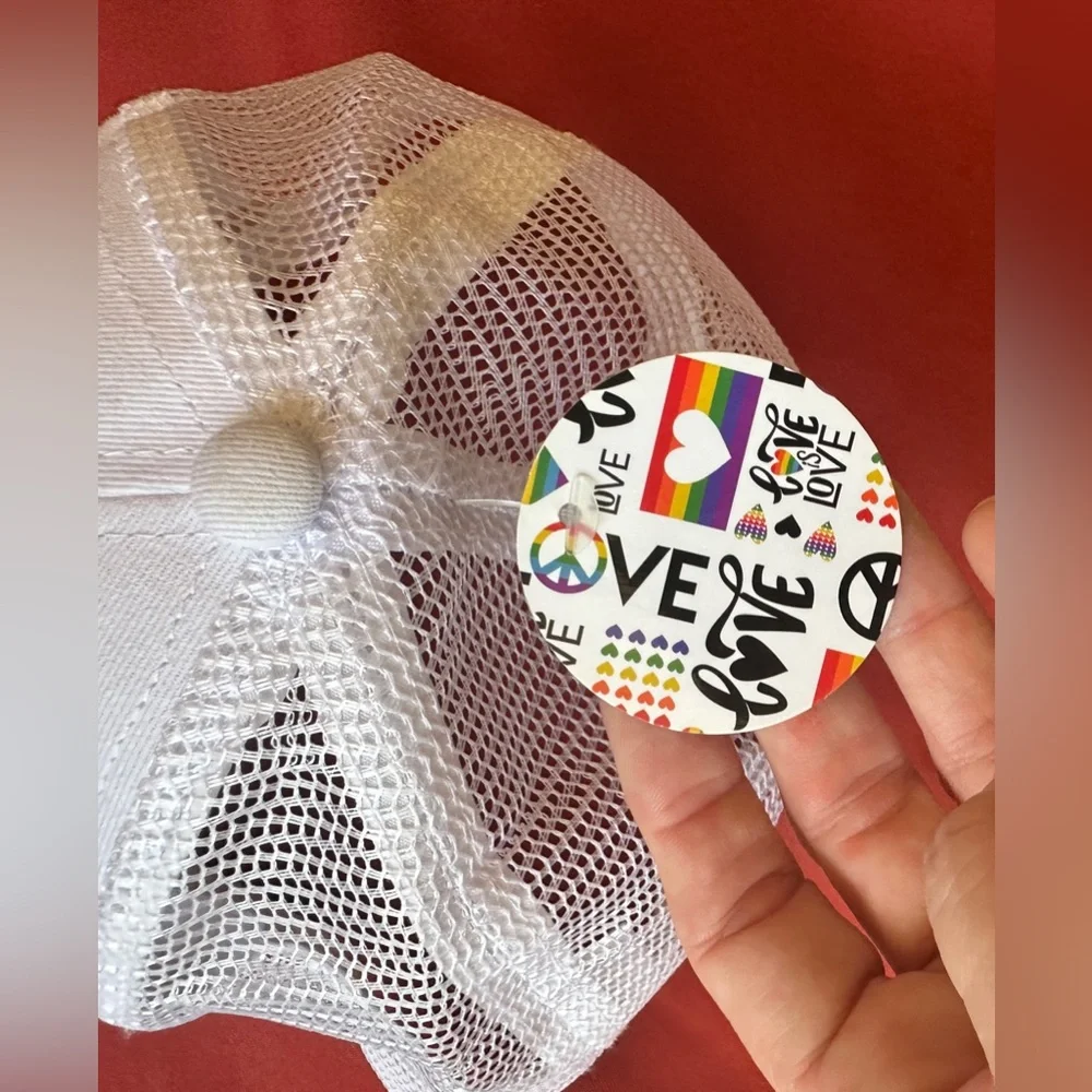 Love Is Love White & Rainbow Mesh Snapback Adjustable Hat Cap NWT